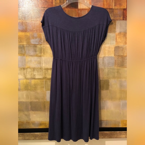 MAI TAI Blue-Purple Deep SS V-Neck Pleated Dress EUC - Picture 7 of 7